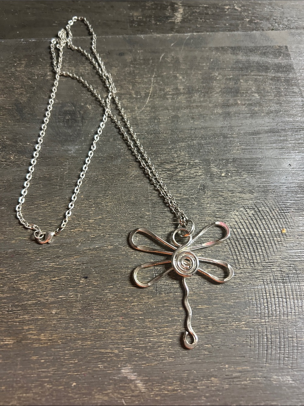 Twisted‎ Metal Silver Plated Dragonfly Necklace 30 inch chain